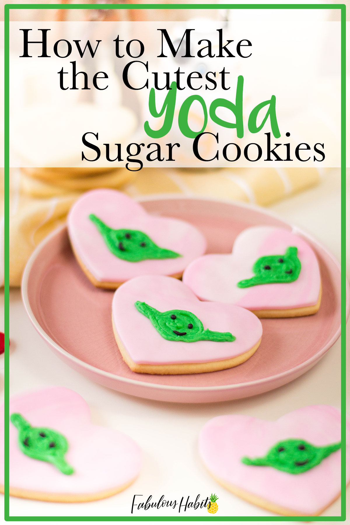 Planning a Star Wars party? These Yoda Sugar Cookies will steal your heart - and they're quite perfect for Valentine's Day, too! #starwarsdessert